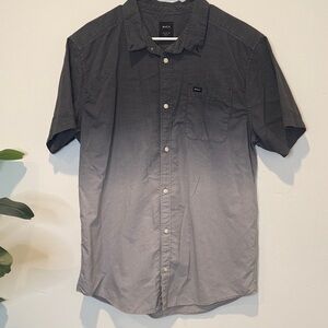 RVCA Men's Gradient Black and Gray Button Down Shirt - XL
